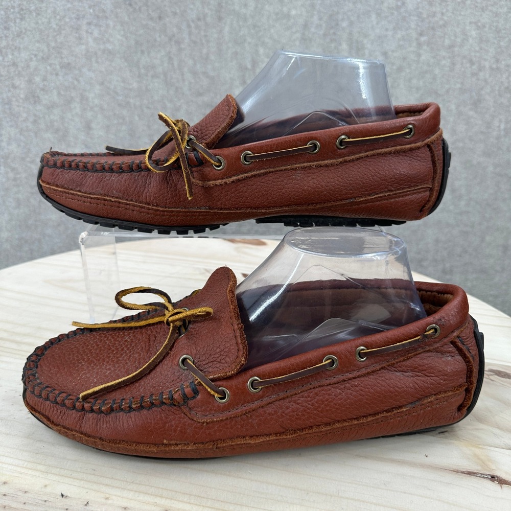 Minnetonka Moosehide Weekender Moccasins Mens 10 Brown Leather Driving Shoes